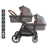 babyGO Duo DuoUltra | 14in1 | Geschwister-/ Zwillingswagen